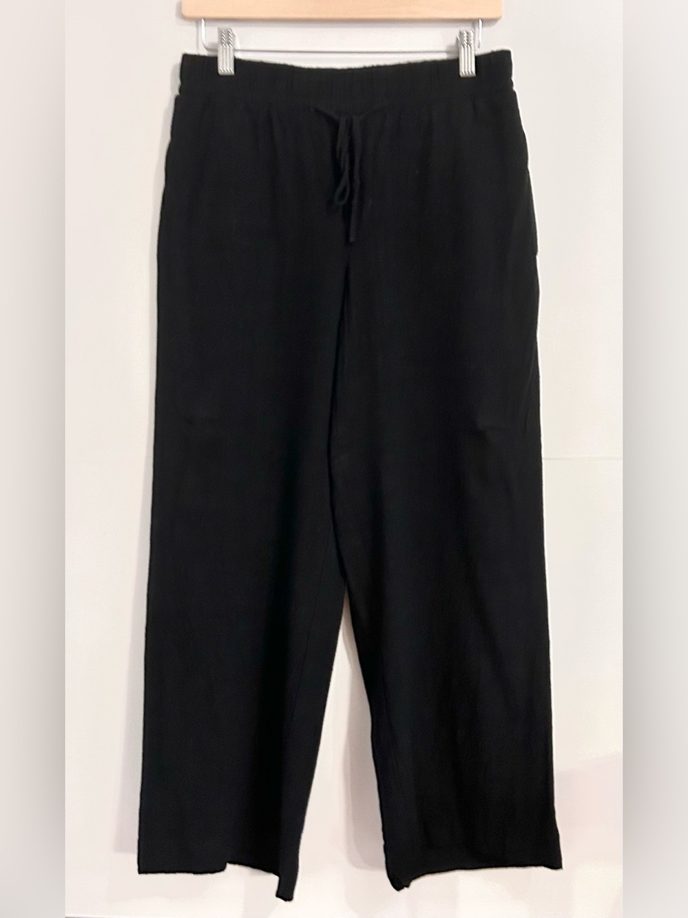 Reitmans Wide Leg Linen Blend Pants Black Petite Small